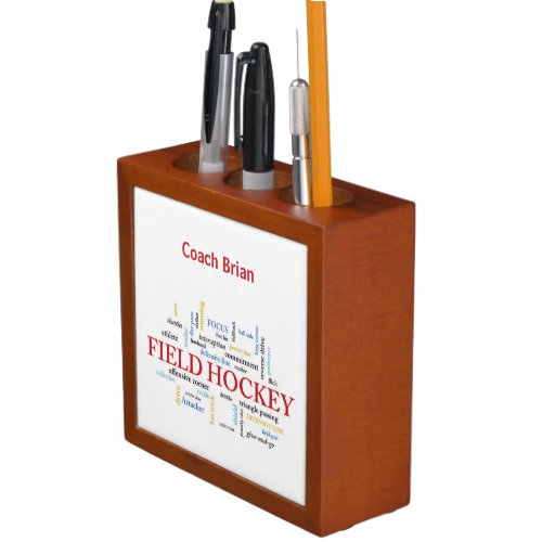 Personalize Field Hockey Coach Thank You in Words Desk Organizer