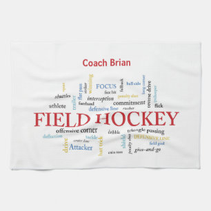 Personalize, Field Hockey Coach Thank You in Words Kitchen Towel