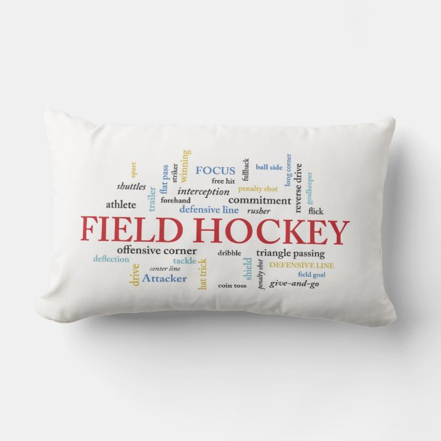 Personalize, Field Hockey Coach Thank You in Words Lumbar Pillow (Front)