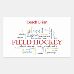 Personalize, Field Hockey Coach Thank You in Words Rectangular Sticker