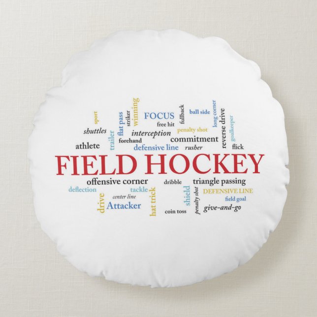 Personalize, Field Hockey Coach Thank You in Words Round Pillow (Front)