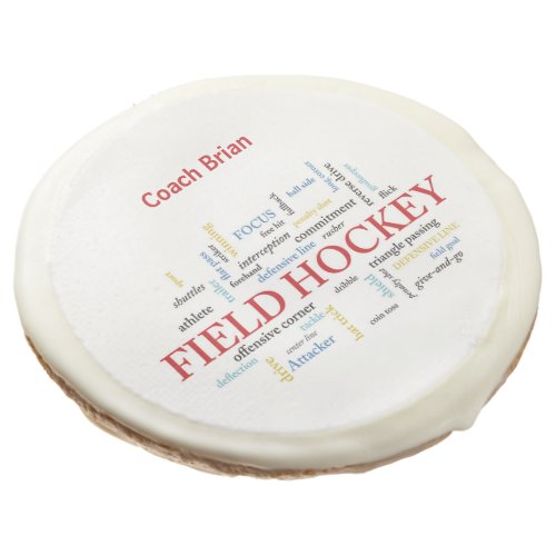 Personalize Field Hockey Coach Thank You in Words Sugar Cookie