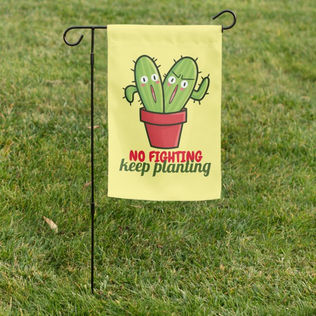 Personalize Fighting Cactus Cartoon Garden Flag (In SItu)