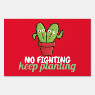 Personalize Fighting Cactus Cartoon Sign