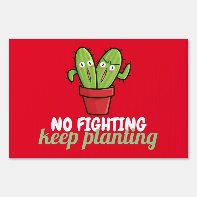 Personalize Fighting Cactus Cartoon Sign (Back)