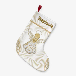 Personalize: Filigree Christmas Angel of Grace Small Christmas Stocking