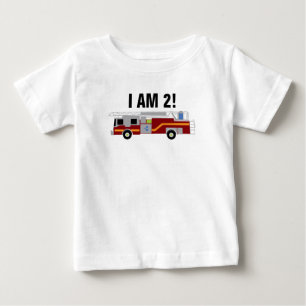 Personalize Firetruck I am 2 Baby Bodysuit