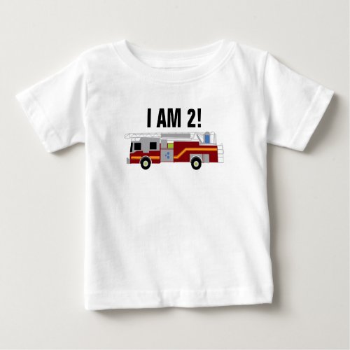 Personalize Firetruck I am 2 Baby Bodysuit