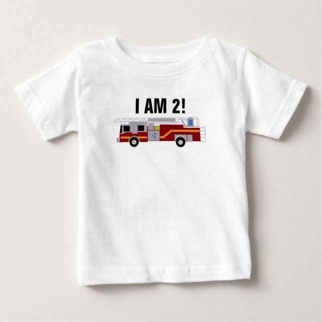 Personalize Firetruck I am 2 Baby Bodysuit (Front)