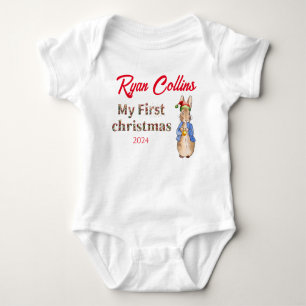 Personalize First Christmas Peter the rabbit Baby Bodysuit