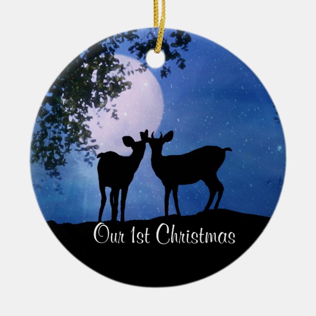 Personalize First Christmas Together Deer Ornament (Front)