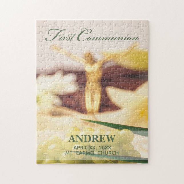 Personalize, First Communion Congratulations Jigsaw Puzzle (Vertical)