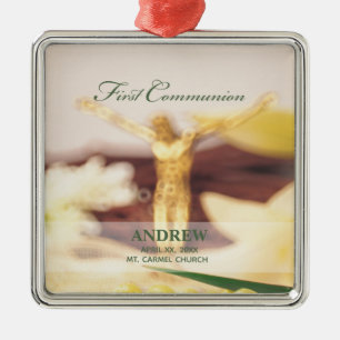 Personalize, First Communion Congratulations Metal Ornament