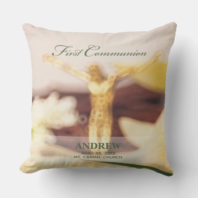 Personalize, First Communion Congratulations Throw Pillow (Front)