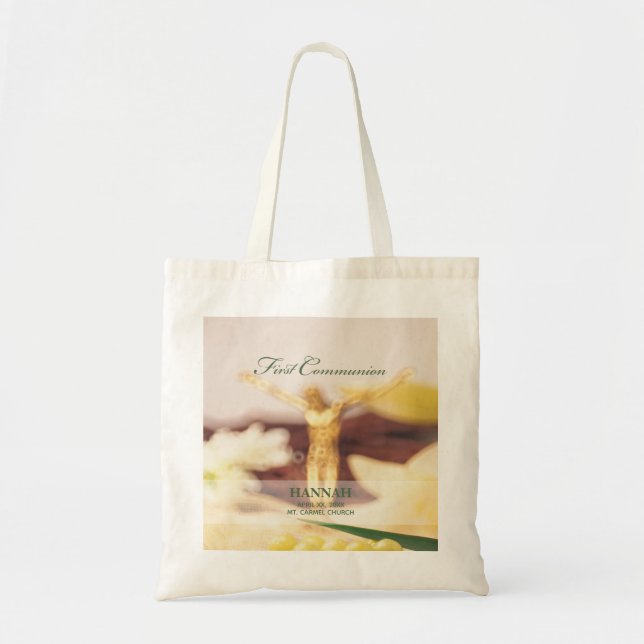 Personalize, First Communion Congratulations Tote Bag (Front)