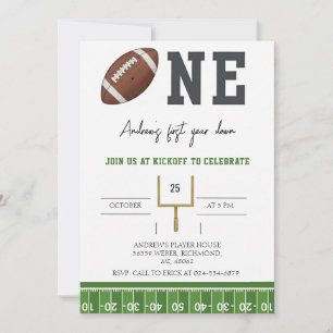 Personalize First Year Down American Football  Invitation