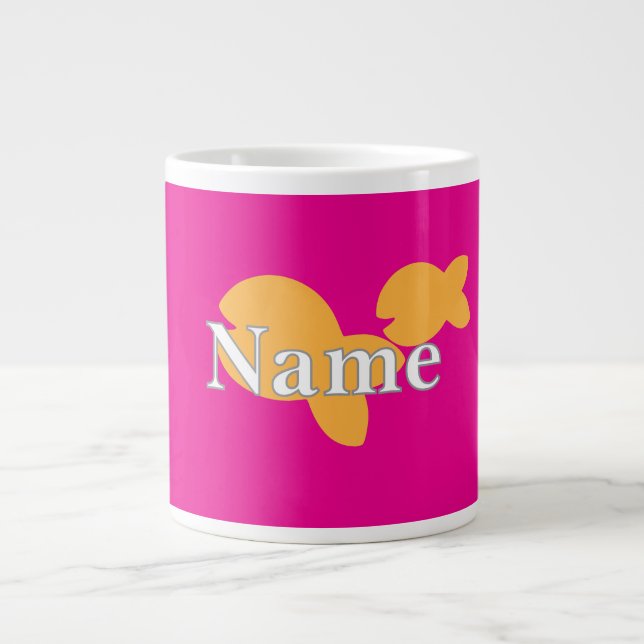Personalize Fish Hot Pink  Giant Coffee Mug (Front)