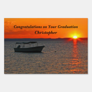 Personalize Fishing Boat Graduation, Retiremt Yard Sign