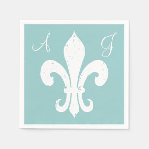 Personalize fleur de lis paper napkins for wedding