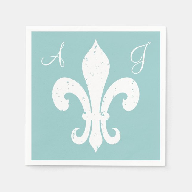 Personalize fleur de lis paper napkins for wedding (Front)