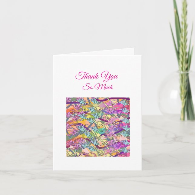Personalize Floating Lilies Wedding Thank You Card (Front)