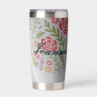 Personalize floral beverage tumbler