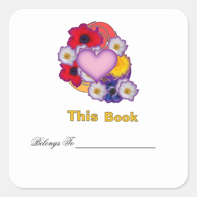 Personalize Floral Collage Bookplate  (Front)