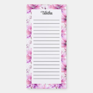 Personalize Floral Coquette Name Lined Magnetic Notepad