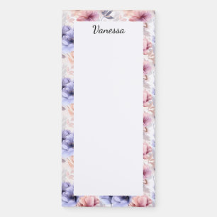 Personalize Floral Coquette Name Magnetic Notepad