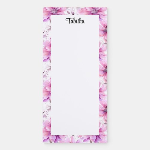Personalize Floral Coquette Name Magnetic Notepad