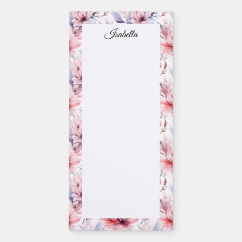 Personalize Floral Coquette Name Magnetic Notepad