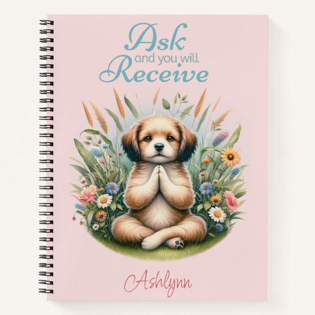 Personalize Floral Dog Prayer Journal Manifest Ask (Front)