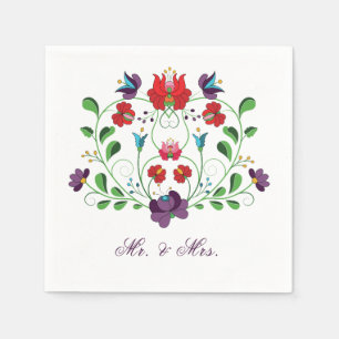 Personalize Floral Love Message Heart Napkins