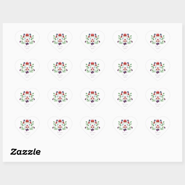 Personalize Floral Love Message Heart Sticker (Sheet)