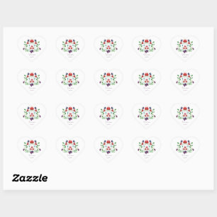 Personalize Floral Love Message Heart Sticker