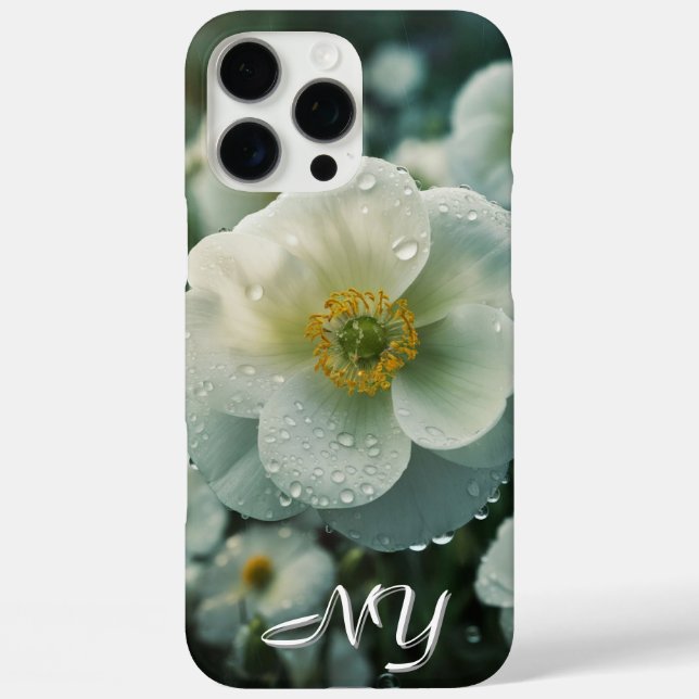 Personalize Floral Monogram Case for iPhone 16 Pro (Back)