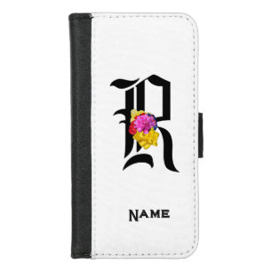 Personalize Floral Monogram R iPhone 8/7 Wallet Case