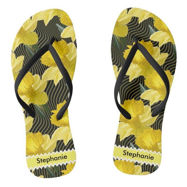 Personalize: Floral Photography Abstract Daffodils Flip Flops (Footbed)