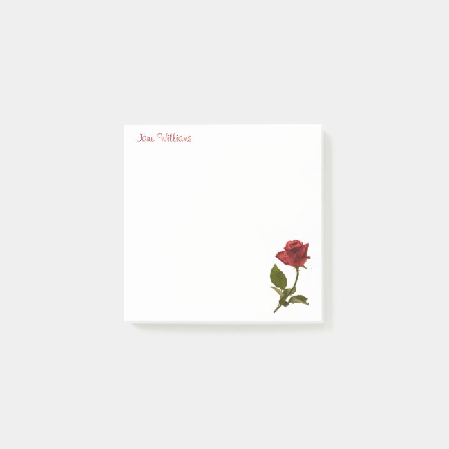 Personalize: Floral Photography - One Red Rose Post-it Notes