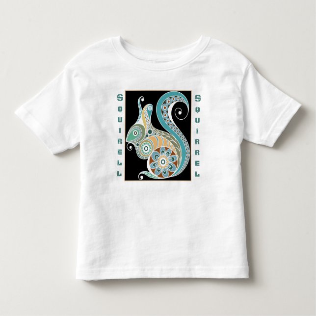 Personalize Floral Style Patterned Squirrel Toddler T-shirt (Front)