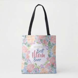 Personalize Floral Watercolor Mother's Day Tote Bag