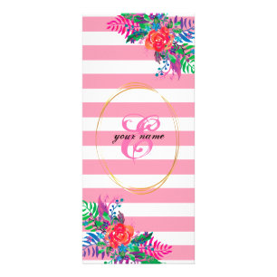 personalize floral with pastel pink stripes rack card