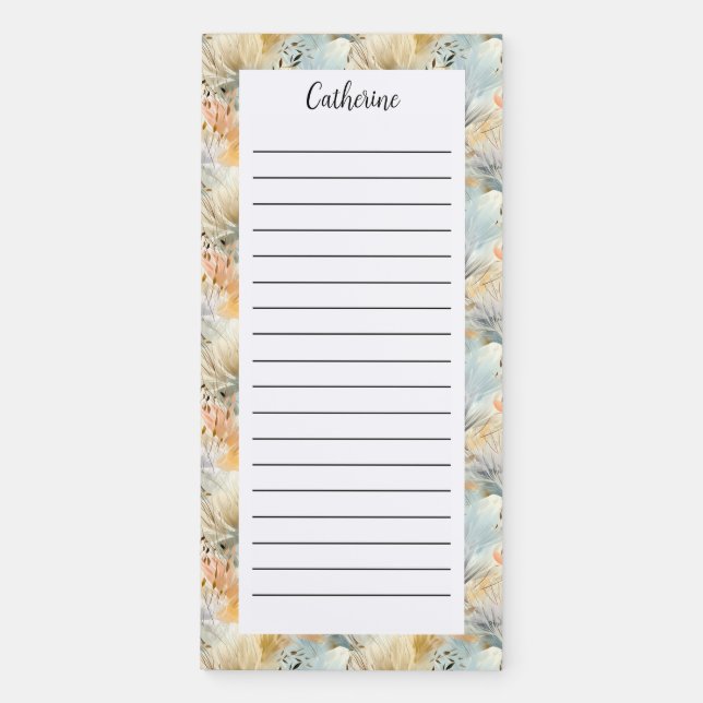 Personalize Flower Coquette Name Lined Magnetic Notepad (Front)