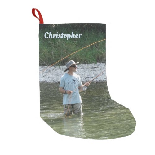 Personalize Fly Fishing Casting on a River Small Christmas Stocking