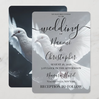 PERSONALIZE: Flying White Peace Dove Wedding Invitation