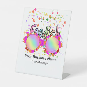 Personalize Foodish Logo + Glasses Advertising Pedestal Sign