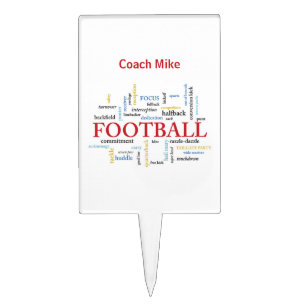 Personalize, Football Coach Thank You in Words Cake Topper
