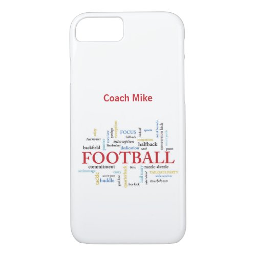 Personalize Football Coach Thank You in Words iPhone 87 Case