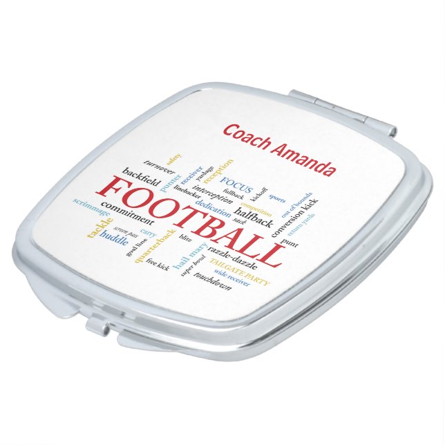 Personalize, Football Coach Thank You in Words Compact Mirror (Turned)