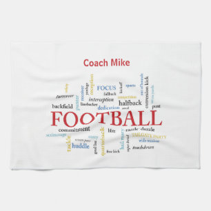Personalize, Football Coach Thank You in Words Kitchen Towel